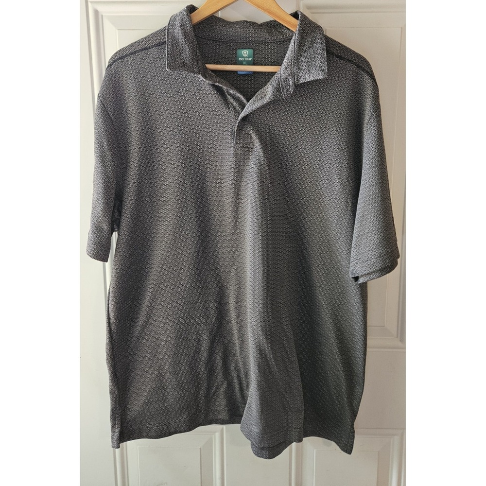 Pro Tour CoolPlay Polo Shirt Men's XL Gray Textured Performance Golf Polo